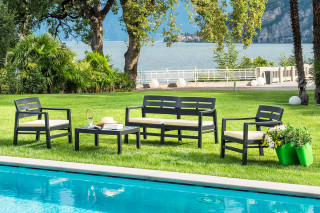 Garnitura Java, Antracit z Blazinami, 4-delni 