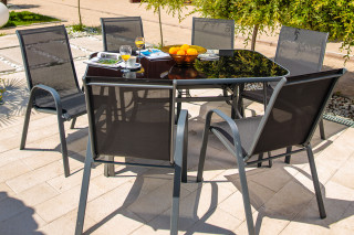 SET STOL VRTNI COMO črn 6/1 