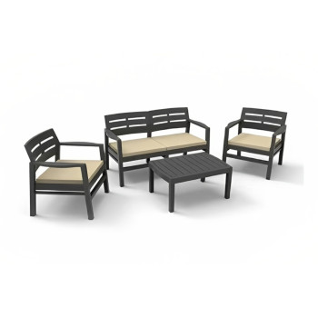 Garnitura Java, Antracit z Blazinami, 4-delni 