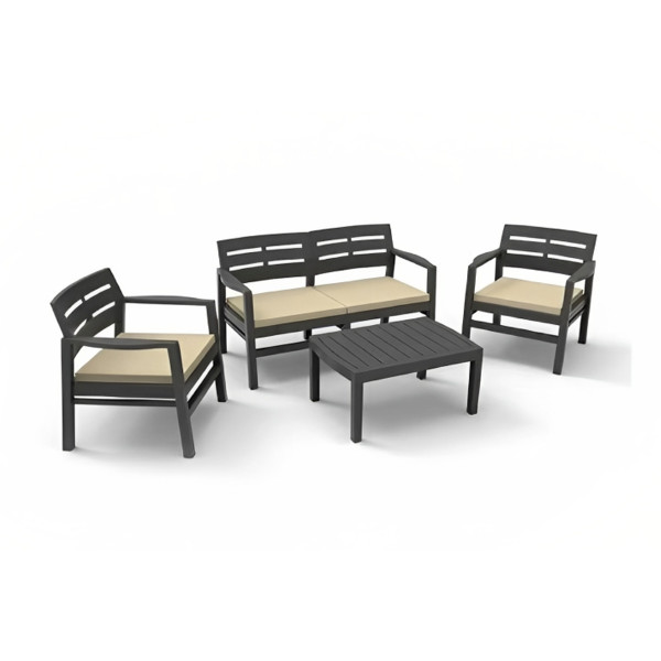 Garnitura Java, Antracit z Blazinami, 4-delni 