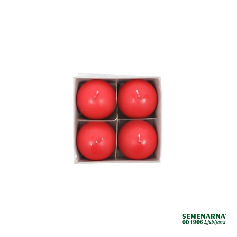 SVEČA ADVENT KROGLA 60mm 4/1 RDEČA 