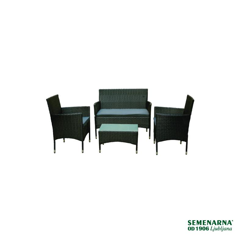 Garnitura vrtna ronda 1x miza, 2x stol, 1xklop ratan 