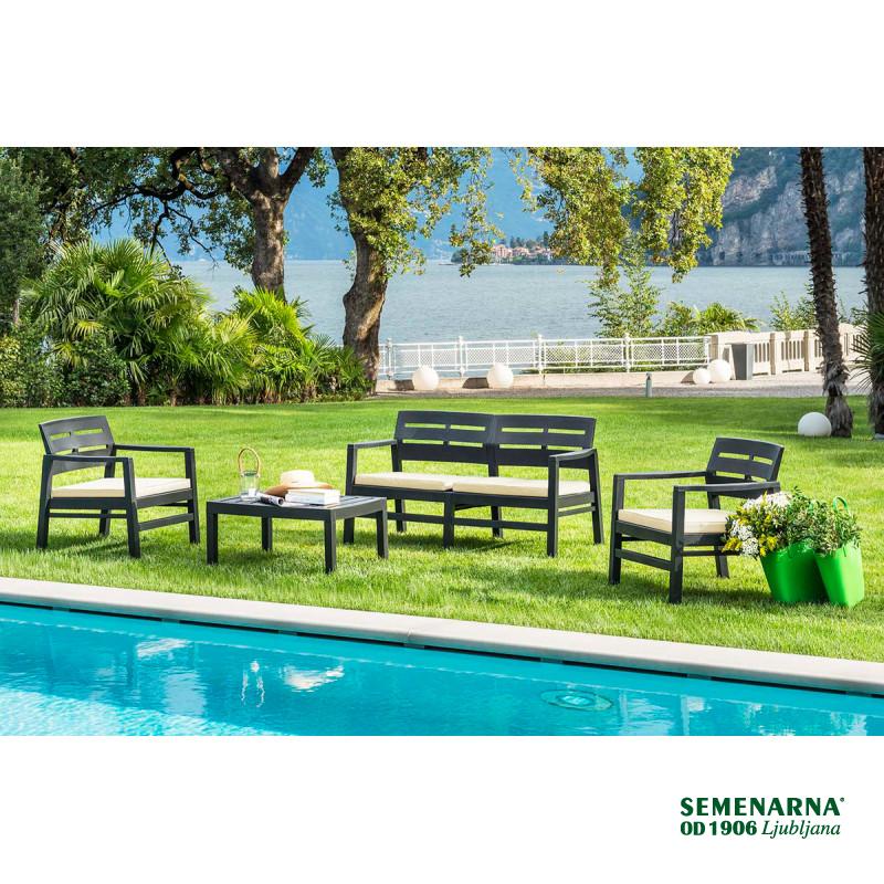 Garnitura Java, Antracit z Blazinami, 4-delni 