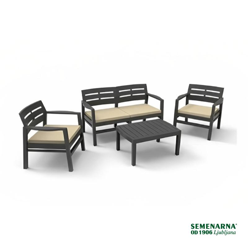 Garnitura Java, Antracit z Blazinami, 4-delni 