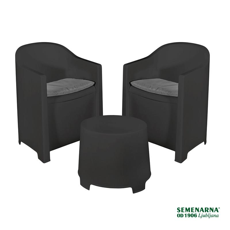 Garnitura vrtna Luna 2+1 antracit 