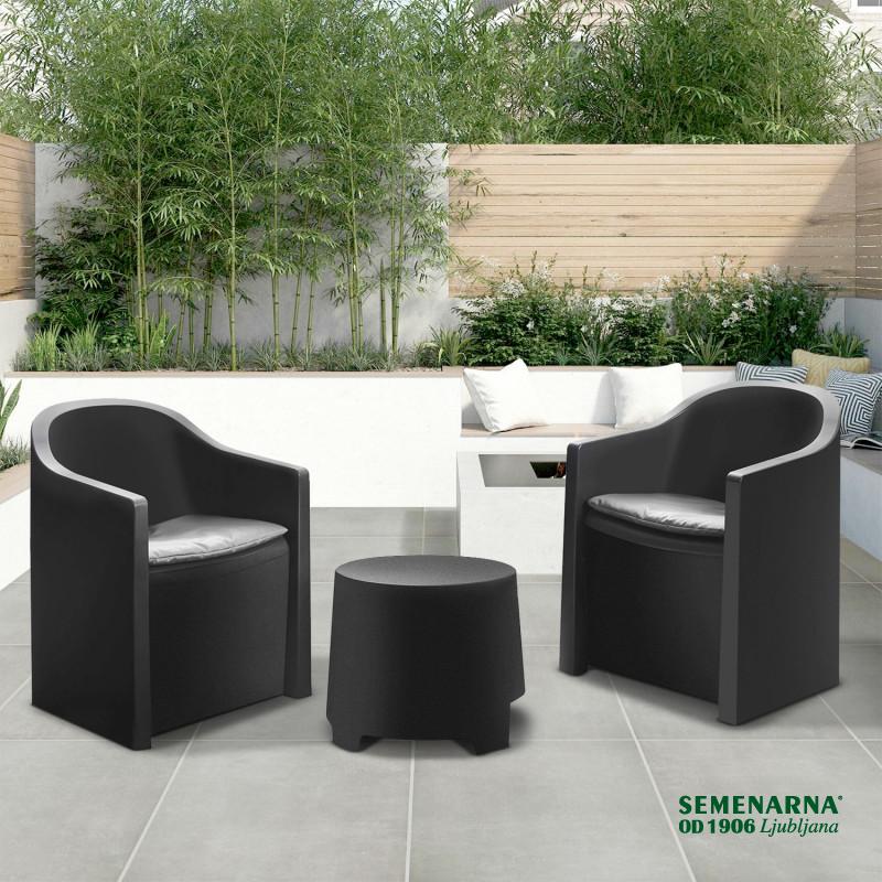 Garnitura vrtna Luna 2+1 antracit 