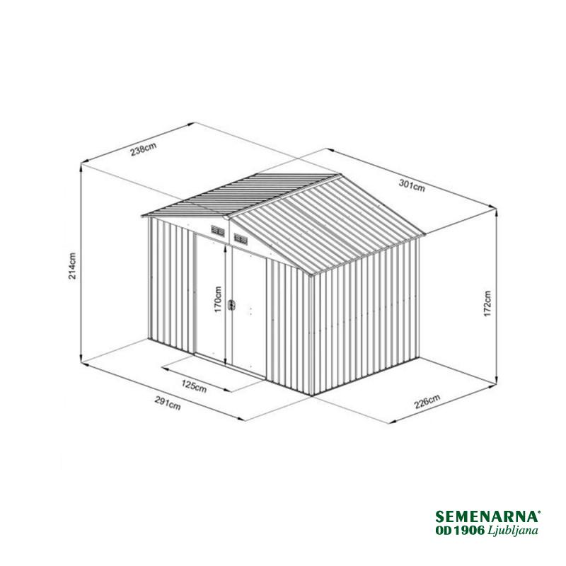 KOVINSKA VRTNA HIŠKA 238x301xH214 