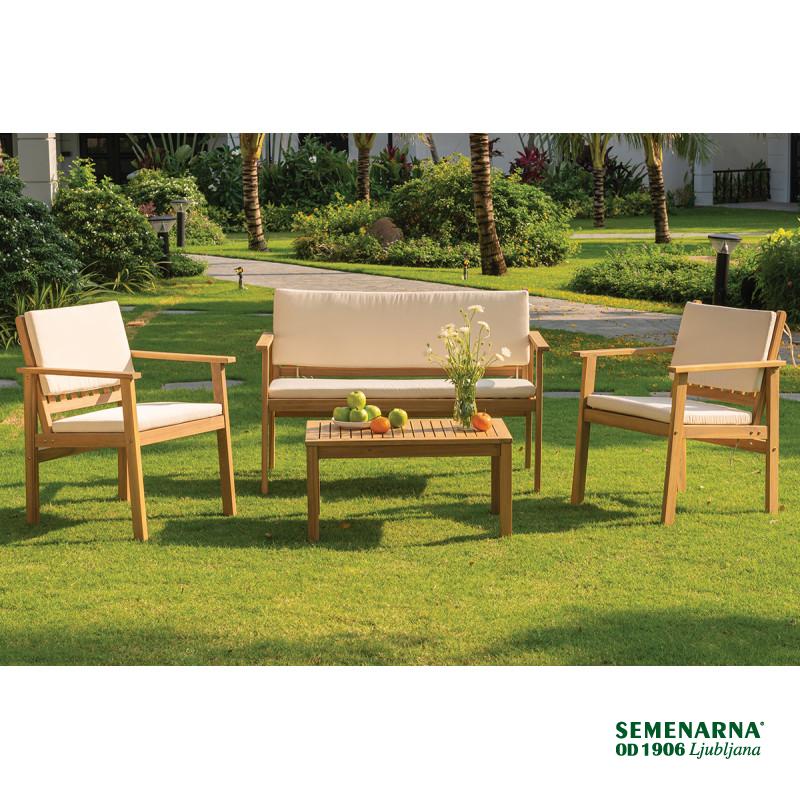 Garnitura lesena z blazinami, Oaklin 