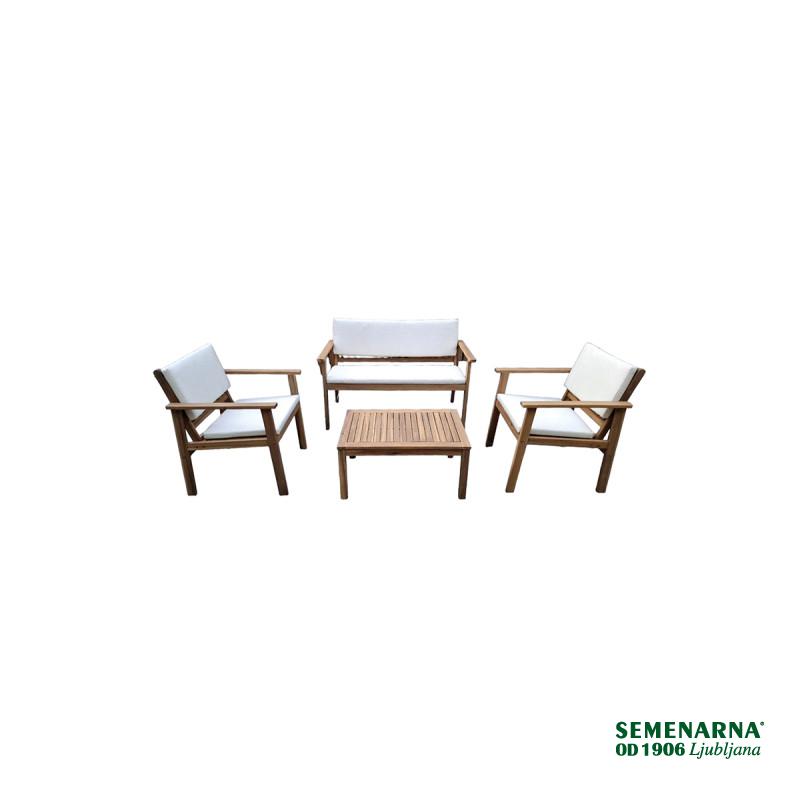 Garnitura lesena z blazinami, Oaklin 