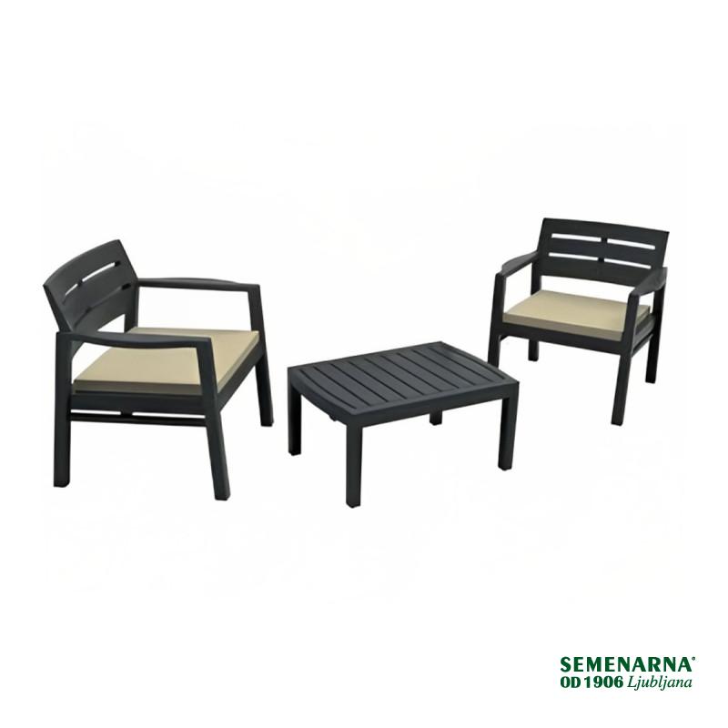Garnitura Lombok 2+1 antracit 
