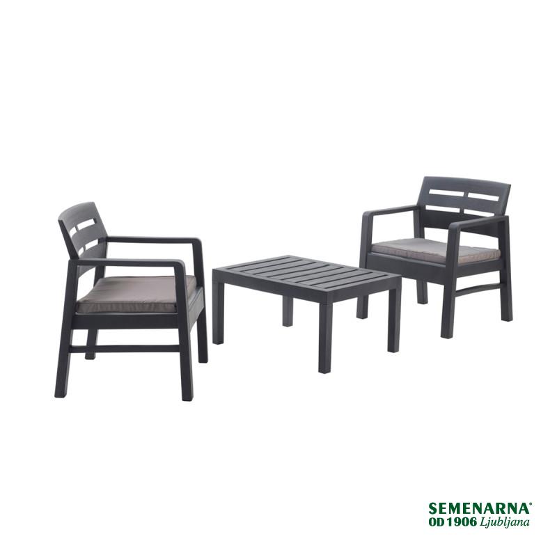 Garnitura Lombok 2+1 antracit 