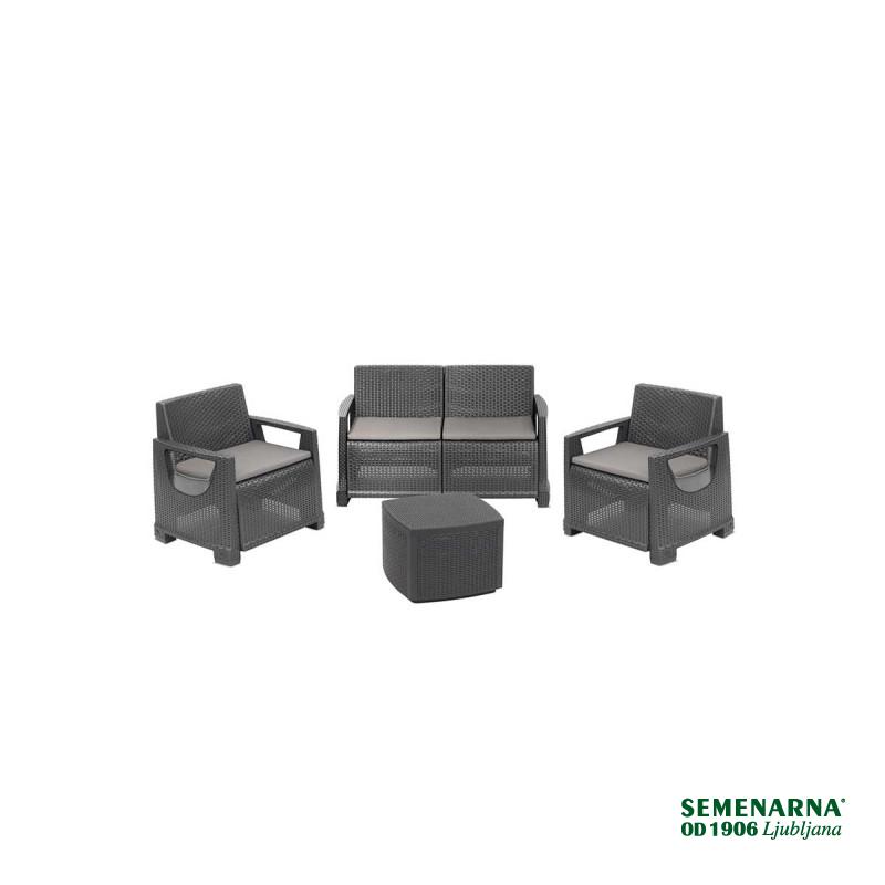 Garnitura Bellagio 4+1 antracit 